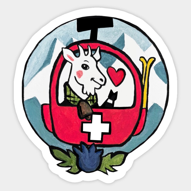 SwissArty Swiss Goat Alps Mountain cable car kid from Switzerland Sticker by sianelliot